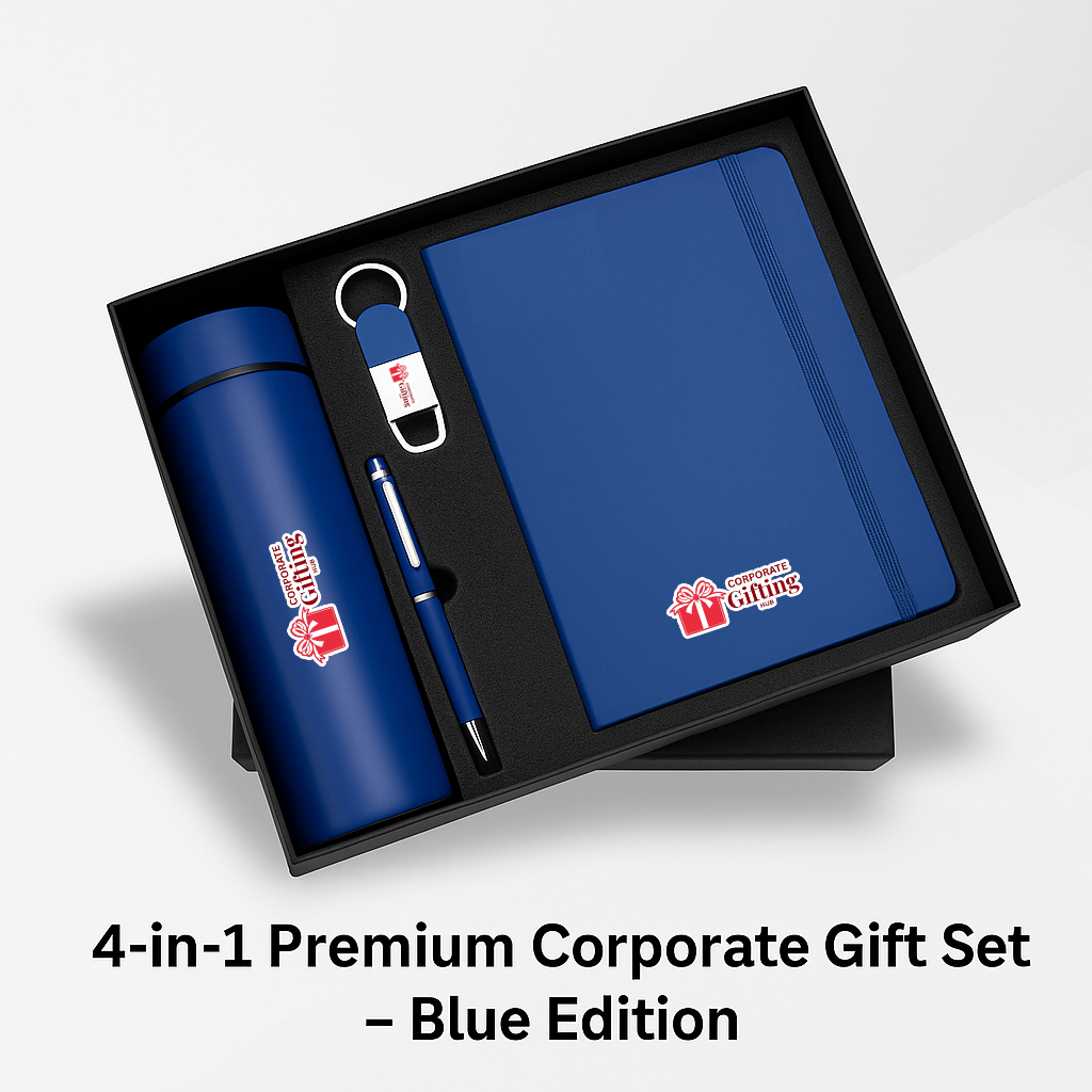 4-in-1 Premium Corporate Gift Set – Blue Edition